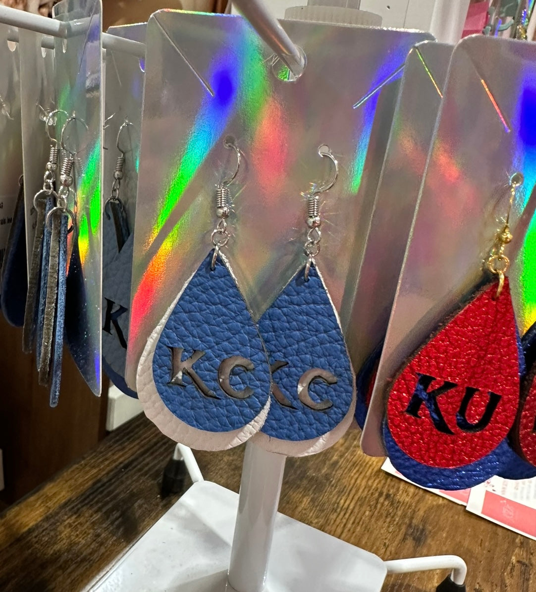 Kansas City Sports Leather Earrings