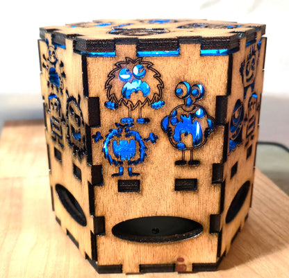 Small Wooden Laser-Cut Multi-color Lamp