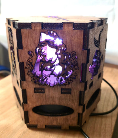 Small Wooden Laser-Cut Multi-color Lamp