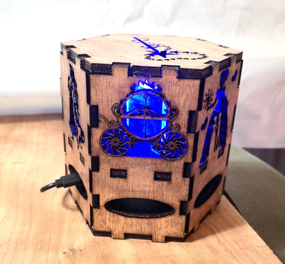 Small Wooden Laser-Cut Multi-color Lamp