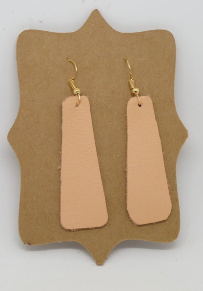 Rounded Pyramid Bar Leather Earrings